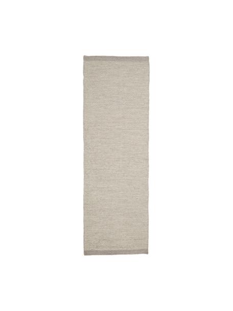 Passatoia in lana color grigio chiaro maculato tessuta a mano Asko, Retro: 100% cotone Nel caso dei , Grigio chiaro, Larg. 80 x Lung. 250 cm