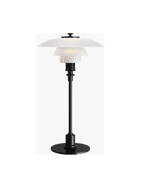 Kleine Tischlampe PH 2/1, mundgeblasen, Lampenschirm: Opalglas, mundgeblasen, Schwarz, Weiß, Ø 20 x H 36 cm