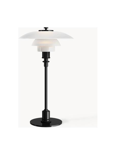 Lampa stołowa ze szkła dmuchanego PH 2/1, Stelaż: mosiądz metalizowany, Czarny, biały, Ø 20 x 36 cm