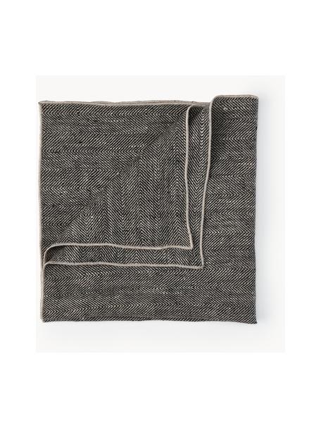 Stoffservietten Audra aus Leinen mit Fischgrätmuster, 6 Stück, 100 % Leinen, Dunkelgrau, B 46 x L 46 cm