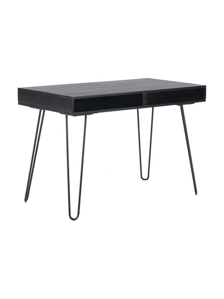 Psací stůl z masivního dřeva a kovu Tova, Černá, Š 110 cm, H 60 cm