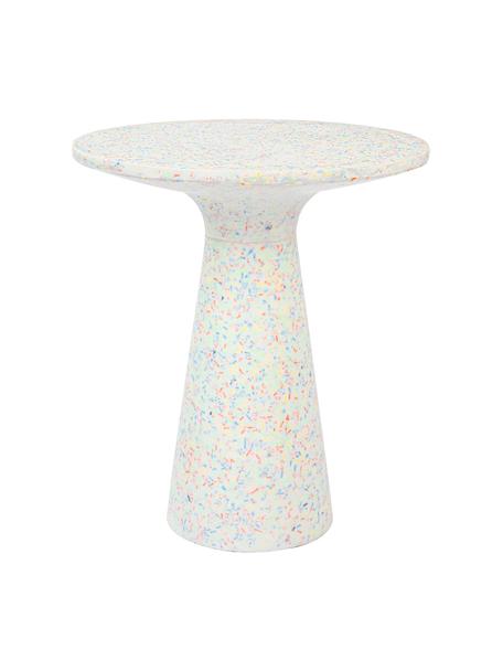 Ogrodowy stolik pomocniczy z tworzywa sztucznego z recyklingu Victoria, Lastriko, tworzywo sztuczne z recyklingu, poliresing, Biały, wielobarwny, Ø 40 x W 45 cm