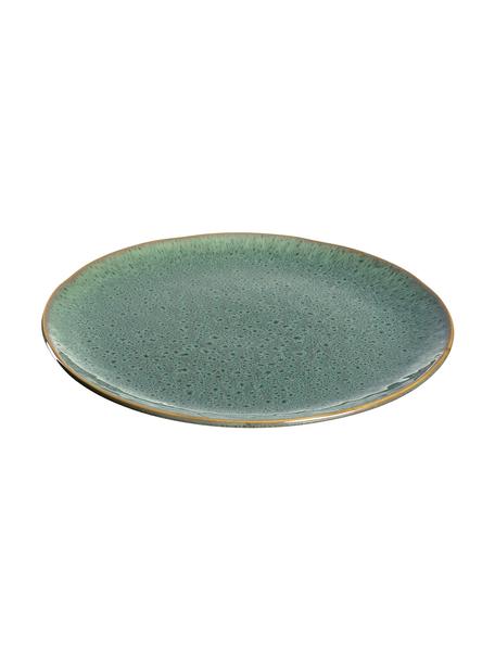Speiseteller Matera in Grün mit Farbverlauf und Unebenheiten, 6 Stück, Keramik, Grün, Ø 27 x H 2 cm