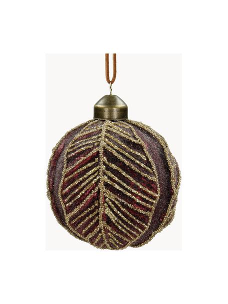 Bombka odporna na stłuczenia Leaf, 2 szt., Szkło, poliester, tworzywo sztuczne, Ciemny czerwony, Ø 8 cm
