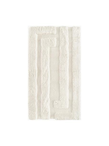 Tapis moelleux à poils longs texturé Genève, Blanc crème, larg. 80 x long. 150 cm (taille XS)