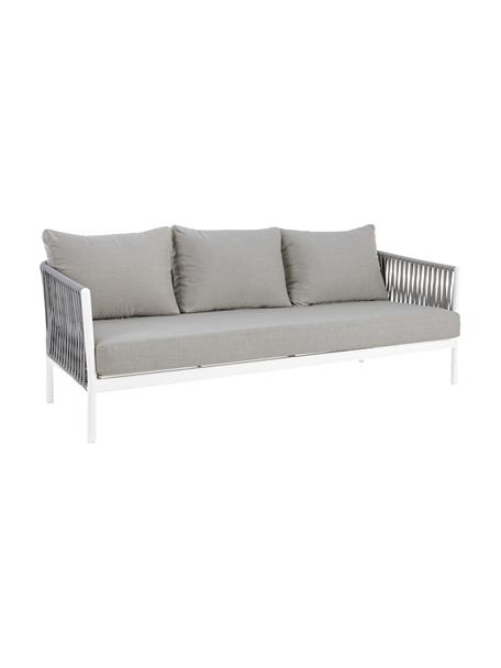 Tuin loungebank Florencia (3-zits), Frame: gepoedercoat aluminium, Zitvlak: polyester, Grijs, wit, B 220 x D 85 cm