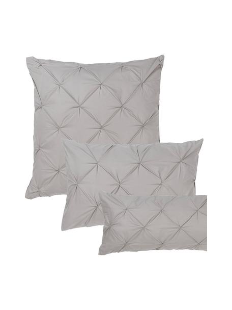 Federa in cotone percalle con trapuntatura origami Bordy, Grigio, Larg. 50 x Lung. 80 cm