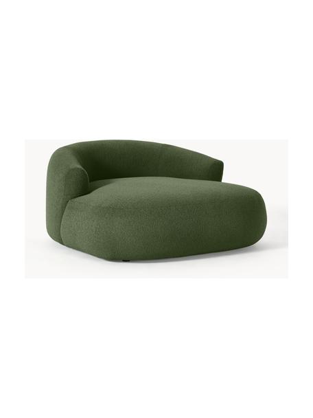 Bouclé loungefauteuil Sofia, Bekleding: bouclé (100% polyester) M, Frame: sparrenhout, spaanplaat, , Poten: kunststof Dit product is , Bouclé donkergroen, B 145 x D 144 cm