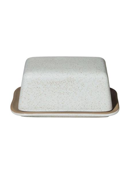 Beurrier Caja, Grès cérame, Beige, blanc crème, larg. 16 x haut. 7 cm