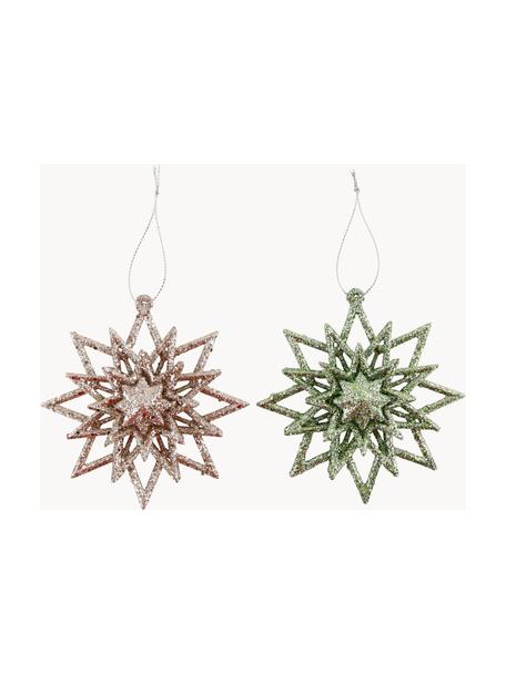 Weihnachtsbaumanhänger-Set Splendit, 6er-Set, Polyresin, Rosa, Grün, B 10 x H 11 cm
