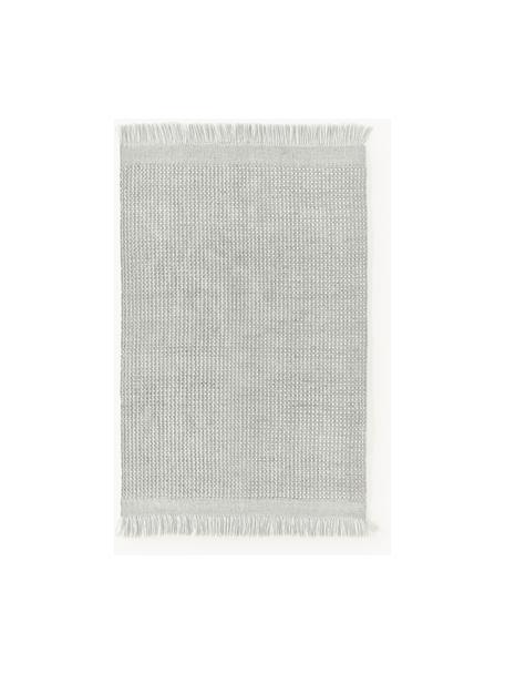 Tapis tissé à plat avec franges Ryder, 100 % polyester, certifié GRS, Gris clair, blanc, larg. 120 x long. 180 cm (taille S)