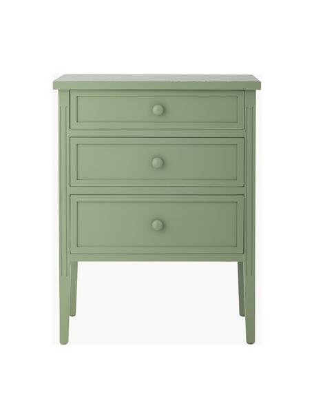 Commode en bois Allison, MDF, bois de sapin, Vert sauge, larg. 63 x haut. 81 cm