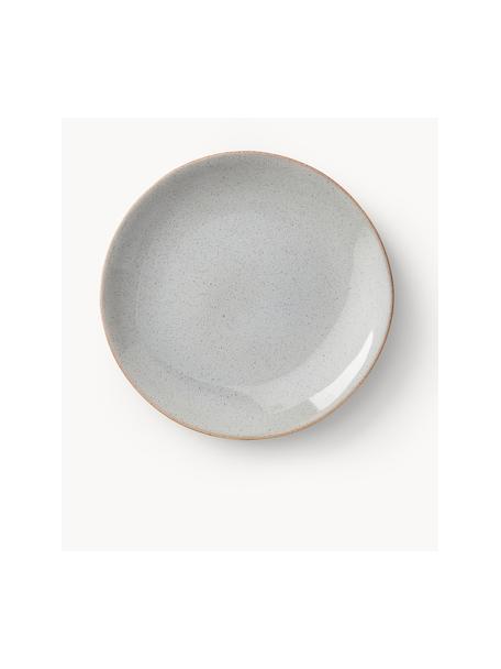 Snídaňové talíře s reaktivní glazurou Hali, 4 ks, Glazovaná kamenina, Modrošedá s hnědým okrajem, Ø 20 cm, V 3 cm
