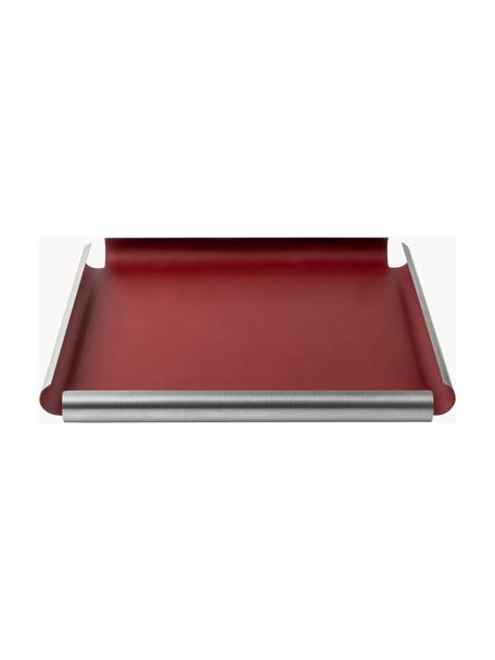 Servírovací podnos Garcon, Lakovaná ocel, Vínově červená, stříbrná, Š 40 cm, H 40 cm