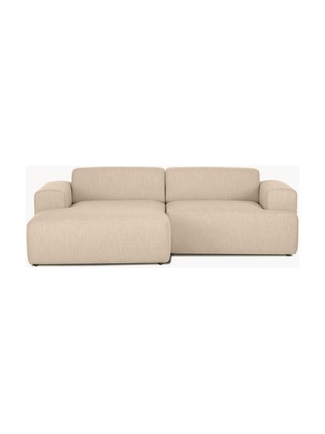 Divano angolare 3 posti Melva, Rivestimento: 100% poliestre Il rivesti, Struttura: pino massiccio, certifica, Tessuto beige, Larg. 239 x Prof. 143 cm, chaise-longue a sinistra