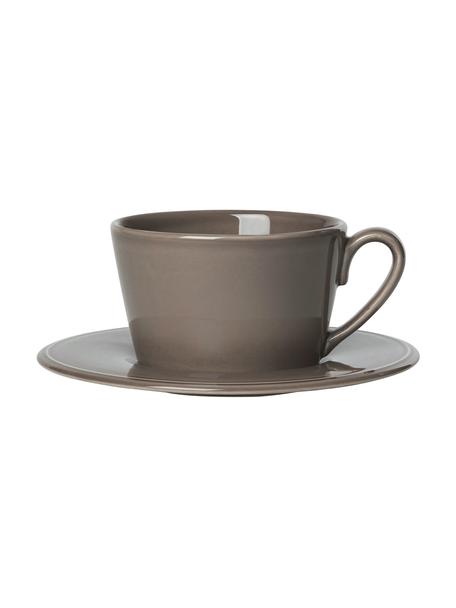 Čajový šálek s podšálkem Constance, Kamenina, Hnědá, Ø 19 x V 8 cm, 375 ml