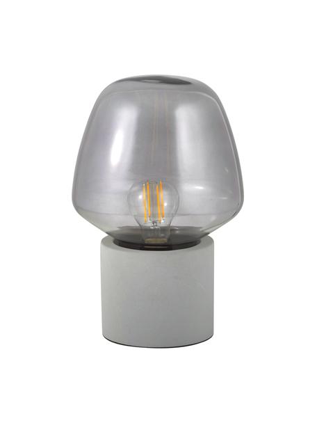 Kleine Tischlampe Christina mit Betonfuss, Lampenschirm: Glas, Betongrau, Grau, transparent, Ø 20 x H 30 cm