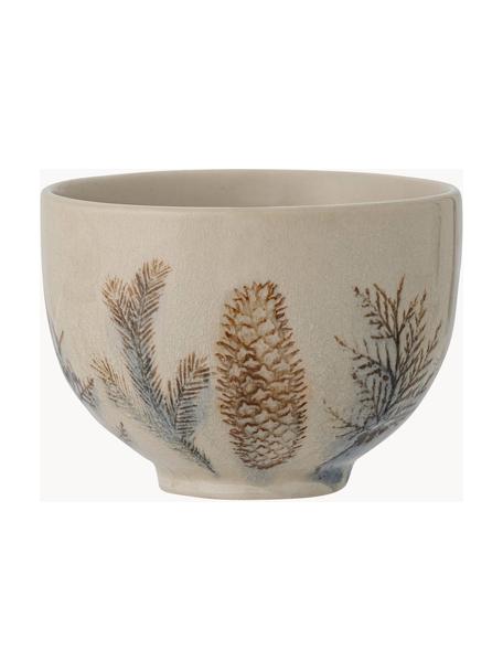 Bols en grès cérame motif hivernaL Hollie, 2 pièces, Grès cérame, Beige, bleu, brun, Ø 12 x haut. 8 cm