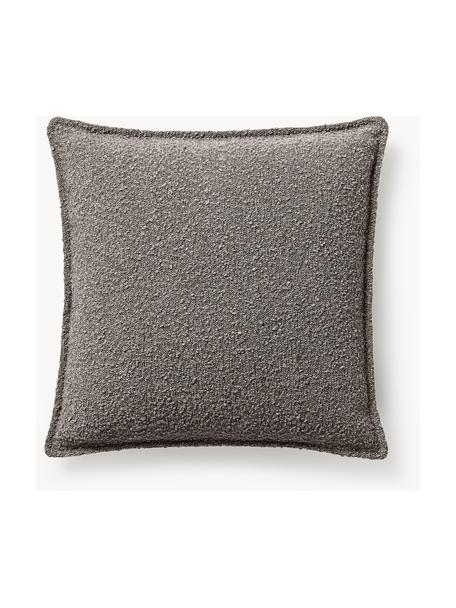 Bouclé bankkussen Lennon, Bekleding: 80% leer, 20% acryl, Cert, Bouclé greige, B 60 x L 60 cm
