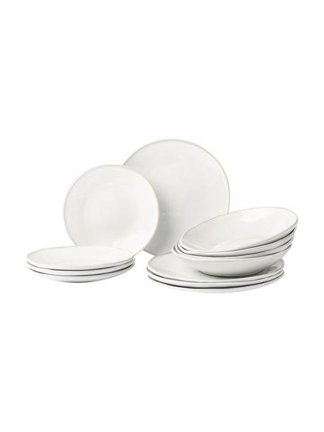 Service de table White Organic, 4 personnes (12 élém.), Grès cérame, Blanc, Lot de différentes tailles