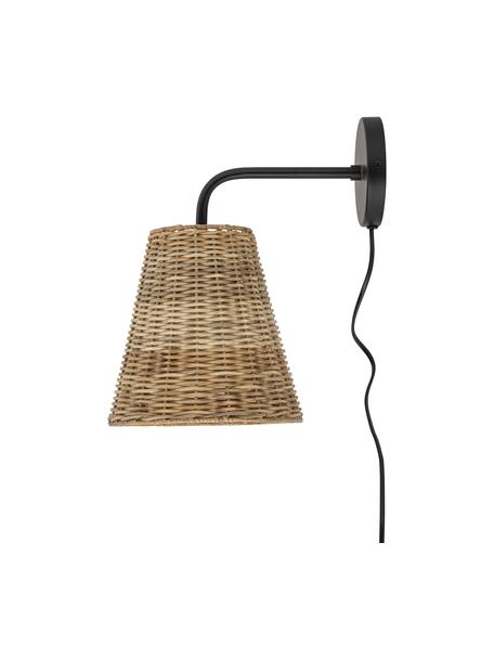 Nástenná lampa z ratanu Thed, Hnedá, H 29 x V 34 cm