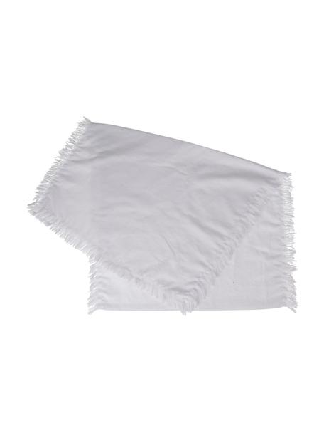 Baumwoll-Tischläufer Nalia in Weiß mit Fransen, 100% Baumwolle, Weiß, B 50 x L 160 cm