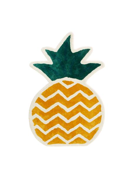Alfombra Pineapple, Viscosa, Amarillo, verde, blanco crema, An 60 x L 90 cm