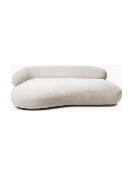Niervormige bank Alba (3-zits) uit teddyvacht, Bekleding: 97% polyester, 3% nylon M, Frame: massief sparrenhout, FSC-, Poten: kunststof, Teddy crèmewit, B 235 x D 114 cm, rugleuning links