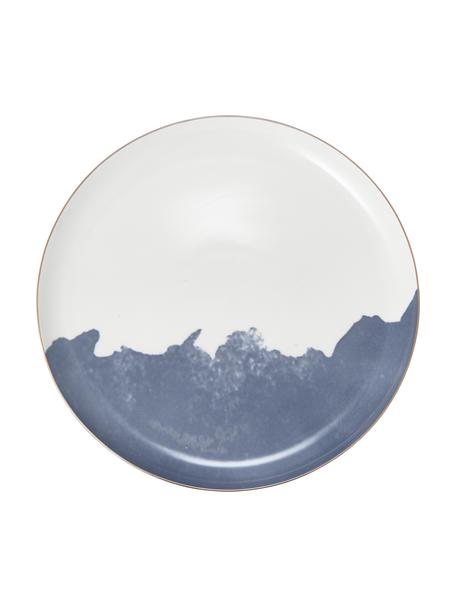 Platos llanos de porcelana Rosie, 2 uds., Porcelana, Blanco, azul, Ø 26 x Al 2 cm
