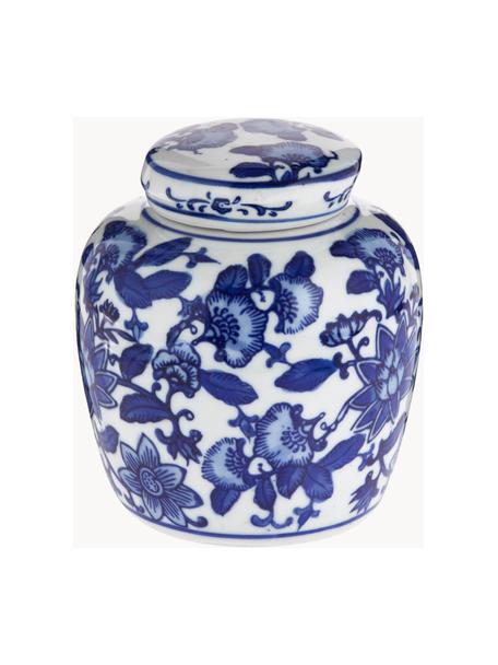Petit vase en porcelaine avec couvercle Annabelle, haut. 13 cm, Porcelaine, Bleu, blanc, Ø 11 x haut. 13 cm