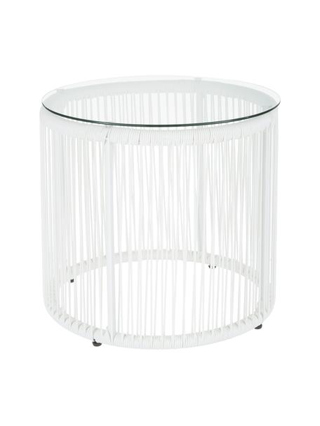 Tavolino in materiale sintetico intrecciato Bahia, Struttura: alluminio verniciato a po, Bianco, Ø 50 x Alt. 45 cm