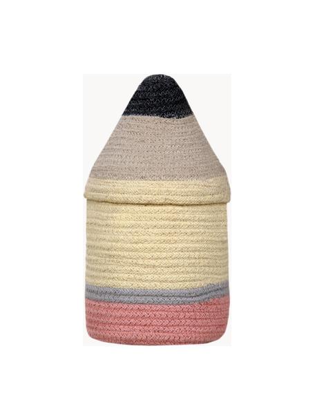 Panier de rangement artisanal pour enfants Pencil, haut. 30 cm, 97 % coton, 3 % fibres synthétiques, Multicolore, Ø 13 x haut. 30 cm