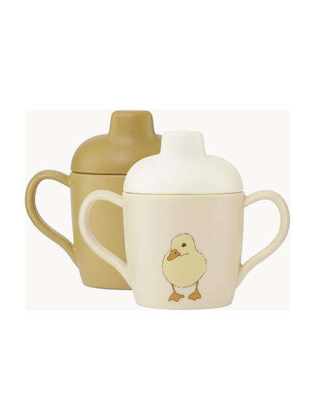 Tasses pour bébé Sippy, 2 élém., Silicone, plastique, Beige clair, ocre, Ø 5 x haut. 8 cm