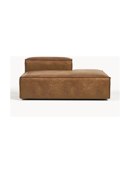 Modulo-Chaise longue in pelle riciclata Lennon, Rivestimento: pelle riciclata (70 % pel, Rivestimento: imbottitura in schiuma co, Pelle marrone, Larg. 150 x Prof. 123 cm, schienale a destra