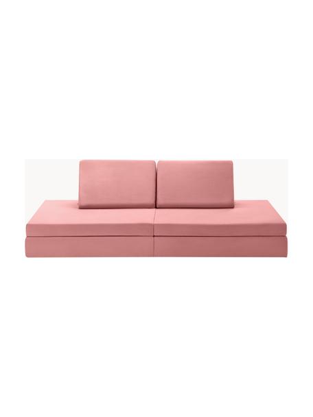 Canapé pliable modulaire en velours pour enfants fait main Arktis, Velours vieux rose, larg. 168 x prof. 84 cm