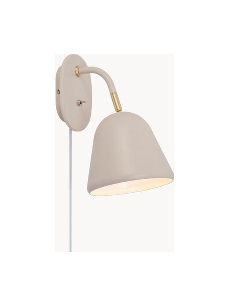 Verstelbare wandlamp Mala met stekker, Lampenkap: gecoat metaal, Lampvoet: gecoat metaal, Decoratie: metaal, Beige, D 21 x H 26 cm