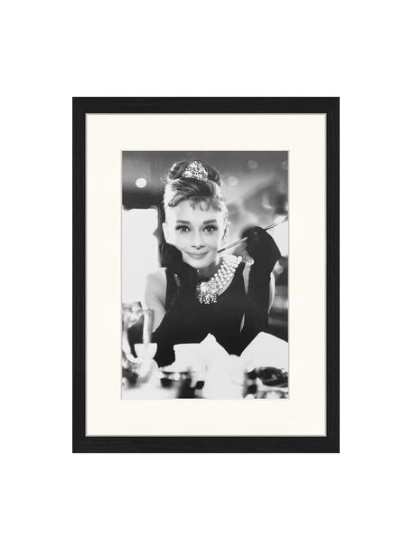 Stampa digitale incorniciata Audrey, Immagine: stampa digitale su carta,, Cornice: legno, verniciato, Audrey Hepburn, Larg. 33 x Alt. 43 cm