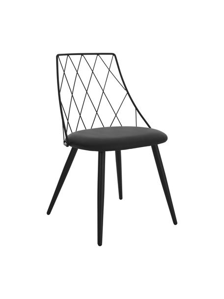 Sedia in similpelle color nero Addie 2 pz, Struttura: metallo, rivestito, Similpelle nera, gambe in quercia, Larg. 49 x Prof. 49 cm