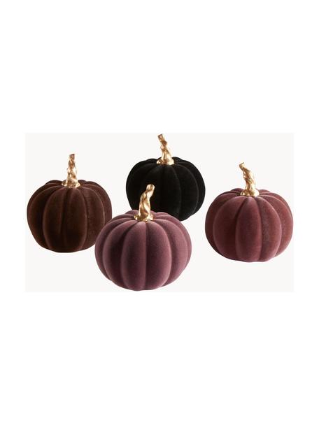 Deko-Kürbise Mercy, 4er-Set, Bezug: Samt (100 % Polyester), Gestell: Polyresin, Aubergine, Schwarz, Ø 9 x H 9 cm