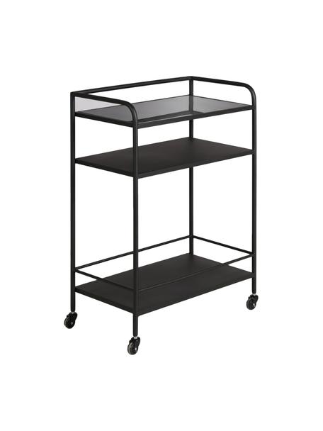 Kovový barový vozík se skleněnou deskou Markus, Černá, Š 58 cm, V 83 cm