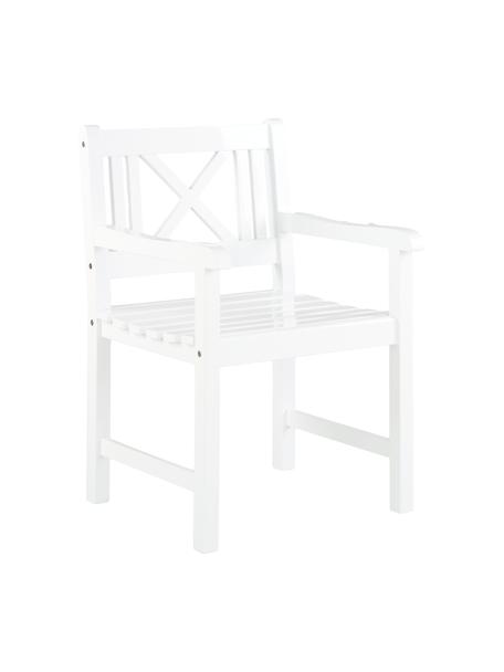 Silla con reposabrazos para exterior de madera Rosenborg, Madera de caoba pintada, Blanco, An 59 x Al 89 cm