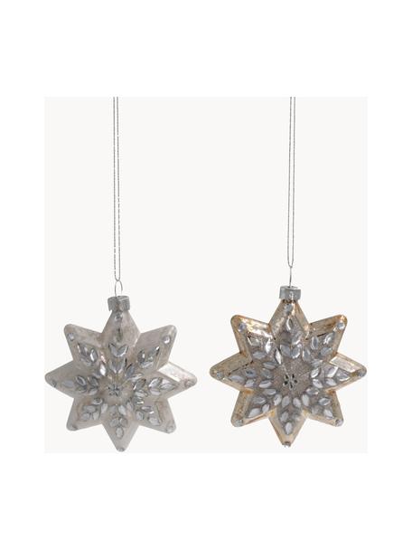 Décorations de sapin de Noël Stars Ø 9 cm, 2 pièces, Couleur argentée, couleur dorée, Ø 9 x haut. 9 cm
