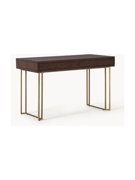 Pracovný stôl z mangového dreva Luca, Mangové drevo, tmavohnedá lakované, Š 125 x D 60 cm