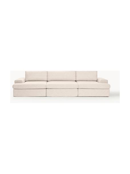 Modulares Sofa Russell (4-Sitzer) mit abnehmbaren Bezügen, Bezug: 100% Baumwolle Der strapa, Gestell: Massives Kiefernholz, Spe, Füße: Kunststoff Dieses Produkt, Webstoff Hellbeige, B 309 x T 103 cm