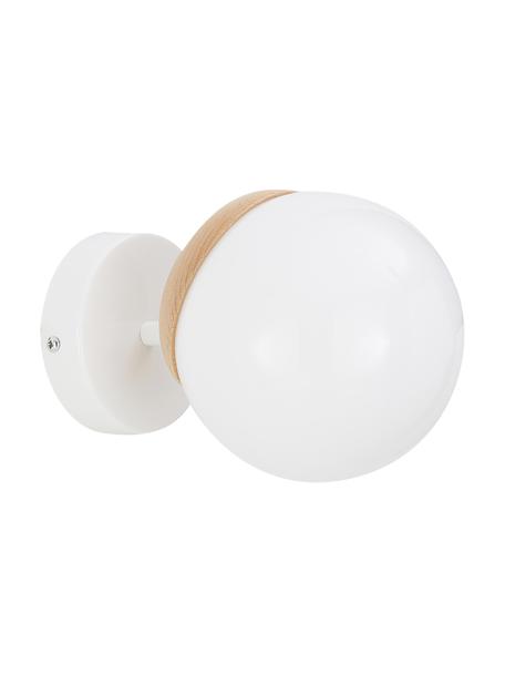 Wand- und Deckenleuchte Sfera mit Holz-Dekor, Lampenschirm: Opalglas, Dekor: Holz, Opalweiß, Helles Holz, B 15 x T 20 cm