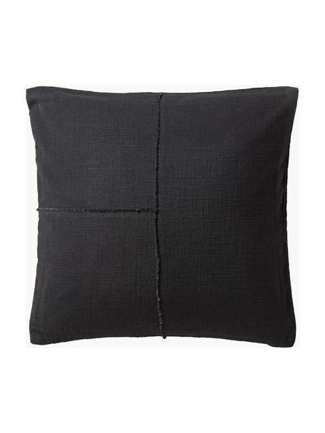 Copricusicno in cotone con cuciture decorative Terre, 70% cotone, 30% lino, Antracite, Larg. 45 x Lung. 45 cm