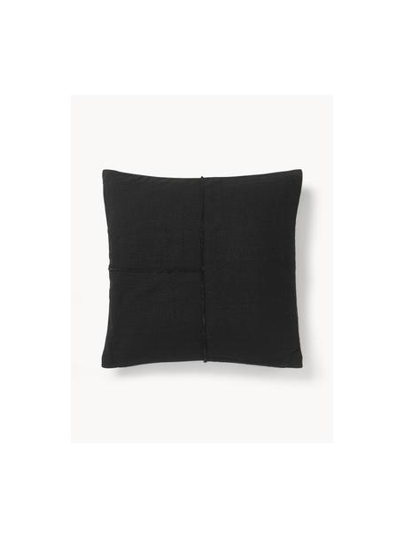 Housse de coussin 60x60 avec broderie décorative Terre, 70 % coton, 30 % lin, Anthracite, larg. 45 x long. 45 cm