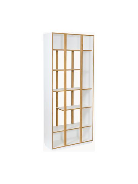 Regál z dubového dreva Newbury, Biela, dubové drevo, Š 90 x V 210 cm
