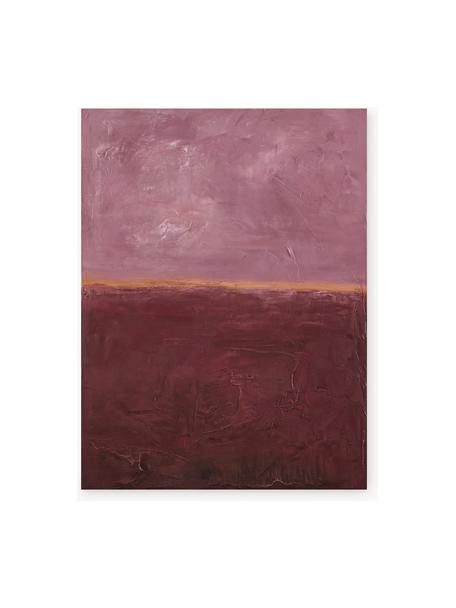 Handbeschilderde canvasdoek Edge Rose, Wijnrood, lichtroze, B 88 x H 118 cm