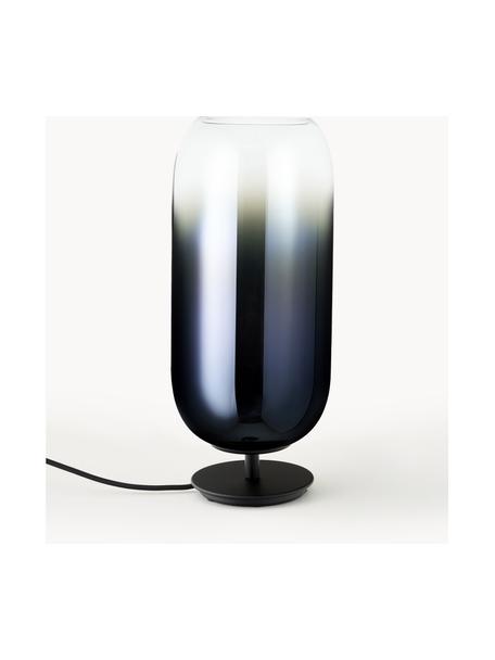 Lampe à poser soufflée bouche Gople, tailles variées, Bleu foncé, noir, Ø 15 x haut. 34 cm